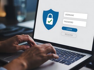 Secure login screen on laptop