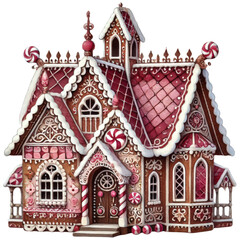 A whimsical gingerbread house, adorned with intricate details and festive candy decorations, evokes the charm of a winter wonderland.