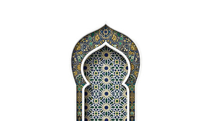 Islamic Arch Design with Intricate Floral Patterns