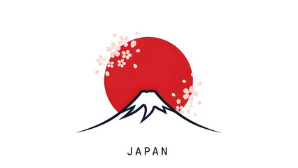 Mount Fuji with Cherry Blossoms Illustration