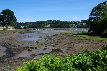 Aber Wrach at low tide in Brittany in France, Europe