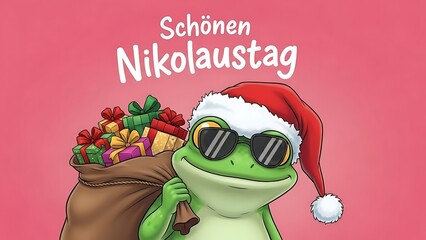 Frog celebrating st. nicholas day