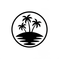 Obraz premium Tropical island getaway with palm trees in a circle