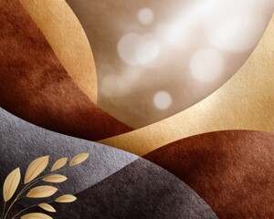 Sustainable natural tone background for sustainable business Abstract earthy paper cut background with bokeh light, layered curves in beige brown and gray, modern organic texture