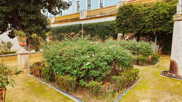 The Casa de Pilatos, Seville, Andalusia, Spain, an elegant Andalusian palace, blending Renaissance and Mudejar styles, with courtyards and gardens