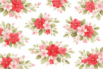 VintagePinkRoseAndBlueFloralSeamlessPattern