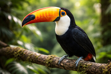 Toucan Bird in Venezuelan Rainforest, Colorful Wildlife