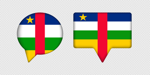 Flag of Central African Republic in speech bubble.