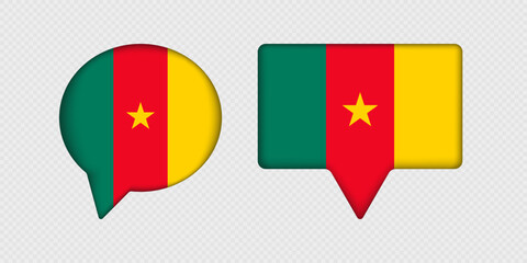 Flag of Cameroon in speech bubble.