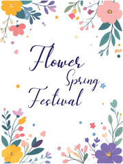 Flower Spring Festival Elegant Floral Frame Vector. Blooming Nature Border Template for Invitation Card, Poster and Greeting Design