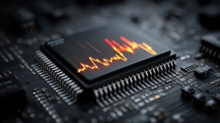 Microchip with Glowing Data Graph on Circuit Board, Technology