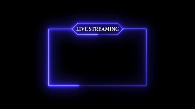 Live streaming neon text box frame overlay animation. 4k video - Powered by Adobe