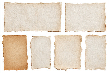 Fototapeta premium Realistic rough-edged scrapbook note scraps isolated on white background,