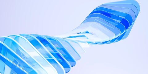 Abstract blue glass twisted wave structure with smooth transparency and depth, 3d render © StockStyle