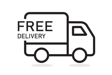 Free Delivery Truck icon vector. Free Shipping car icon. Free delivery truck icon in outline style. E-commerce free Delivery Service. Vector illustration for ui, app, web. 