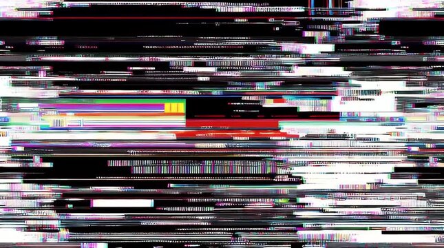 Abstract digital screen error background with distorted lines and static noise effect, symbolizing data corruption and technological breakdown