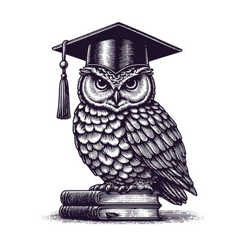 wise owl with books
