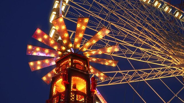 Christmas Market Ferris Wheel with Festive Lights in Paris