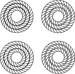 Set of Coiled rope Outline vector illustration isolated On Transparent Background