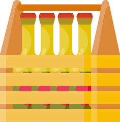Vector Alcohol Bottle and Beverage Crate Icon Set - Beer Wine and Spirits Flat Illustration