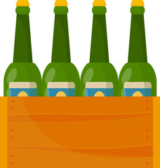 Vector Alcohol Bottle and Beverage Crate Icon Set - Beer Wine and Spirits Flat Illustration
