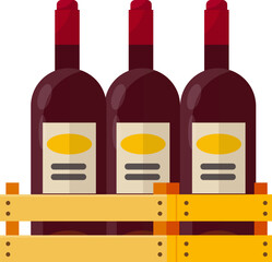 Vector Alcohol Bottle and Beverage Crate Icon Set - Beer Wine and Spirits Flat Illustration