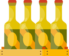 Vector Alcohol Bottle and Beverage Crate Icon Set - Beer Wine and Spirits Flat Illustration