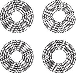 Set of Coiled rope Outline vector illustration isolated On Transparent Background