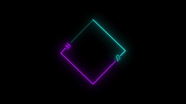 Diamond Neon Quote Frame With Cyan and Purple Glow On Black Background quotation mark rhombus