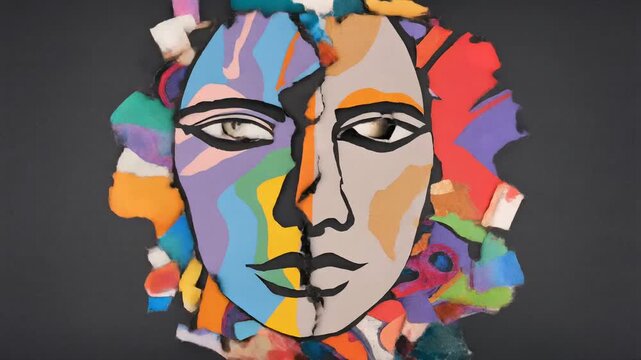 断片的な紙片が重なり合い表情を再構築する創造的なストップモーションアニメーション