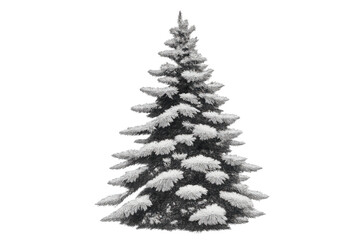 Fototapeta premium Snow-covered evergreen tree standing tall, celebrating winter, christmas, and festive holiday season on transparent background