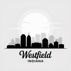 Fototapeta premium Westfield Indiana Skyline Silhouette — A Growing Midwestern City Near Indianapolis Vector Illustration