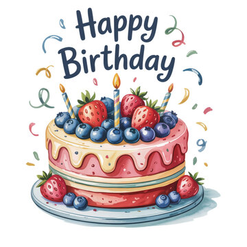 birthday cake with berries