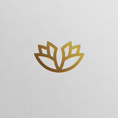 Gold rose symbol flower in minimalist line art design. Elegant, feminine logo for beauty, jewelry, florists, spas, skincare, cosmetics, and wedding related businesses.