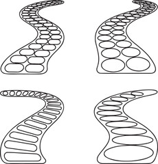 Set of Garden paths Outline vector illustration isolated On Transparent Background