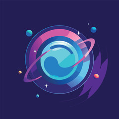 Abstract blue spiral made of glowing circular lines and dots