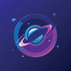 Abstract blue spiral made of glowing circular lines and dots