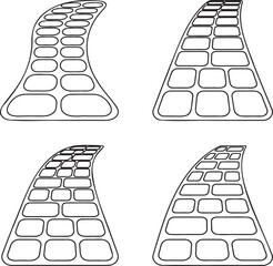 Set of Garden paths Outline vector illustration isolated On Transparent Background