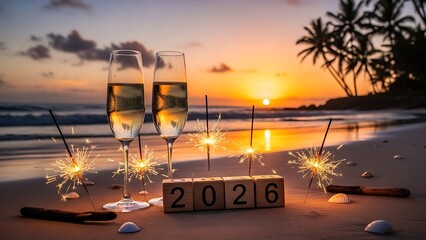 Celebrating new year's eve on the beach