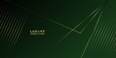 Green on dark shade with elegance golden line elements. Realistic luxury background . Simple design, web