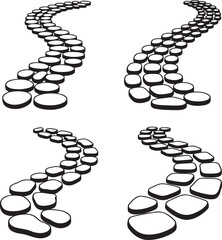 Set of Garden paths Outline vector illustration isolated On Transparent Background
