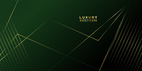 Green on dark shade with elegance golden line elements. Realistic luxury background . Suit for bussines, Banners