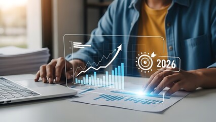 Business growth chart with 2026 target and financial data