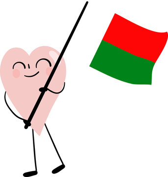 illustration of heart cartoon character with madagascar flag