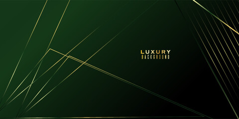 Green on dark shade with elegance golden line elements. Realistic luxury background . Vector illustration