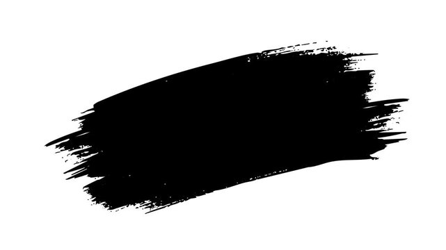 Abstract black paint brush stroke animation on white background for creative title reveals artistic transitions and professional cinematic video editing projects.
