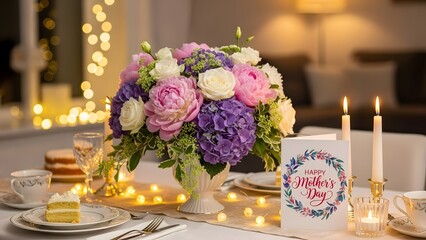 Elegant wedding reception table setting with floral centerpiece