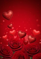 Red Roses and Hearts Valentines Day