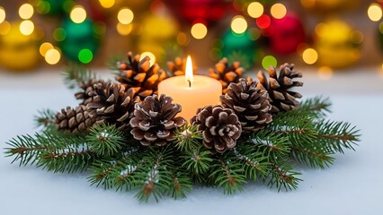 Cozy winter candle centerpiece