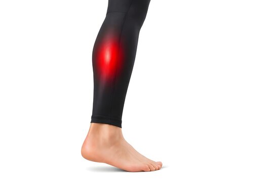 Person suffering from leg pain or shin splints after exercise